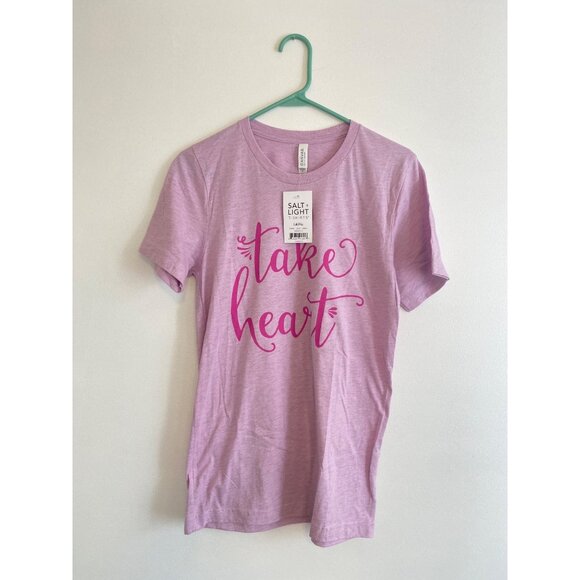 Bella + Canvas Tops - Salt + Light Lilac "Take Heart" Christian T-Shirt Size S Bella + Canvas Cotton